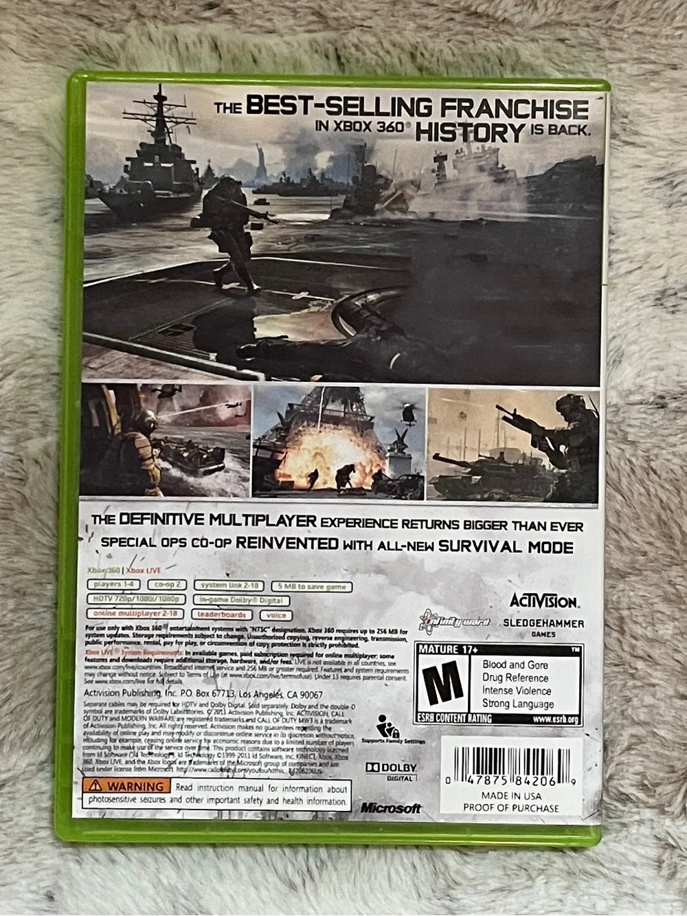 Microsoft Xbox 360 Call of Duty MW3 White & Green Cover Art